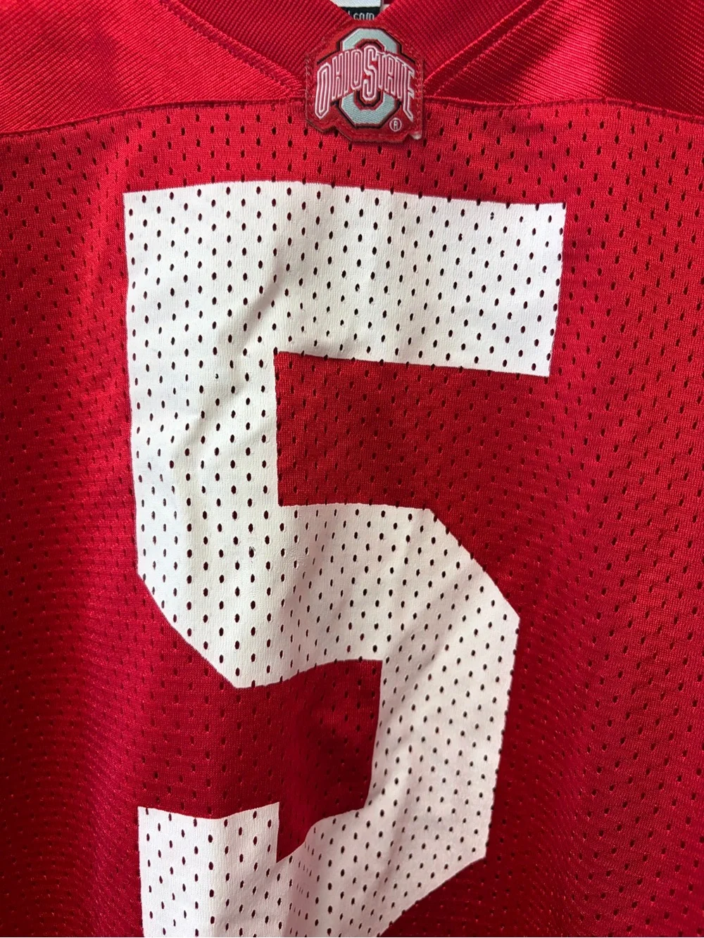 Nike Red Youth Football Jersey with White Number 5